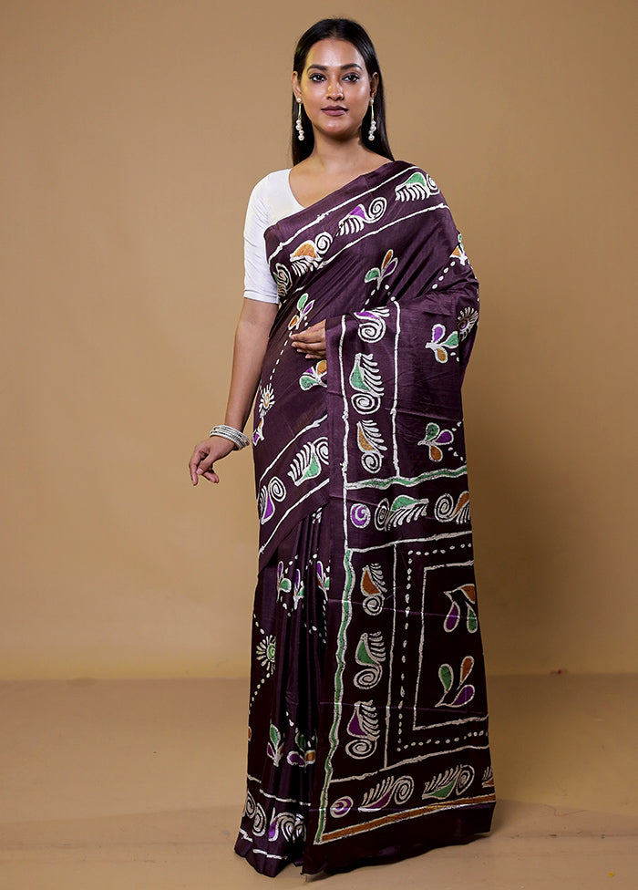 Purple Dupion Silk Saree With Blouse Piece