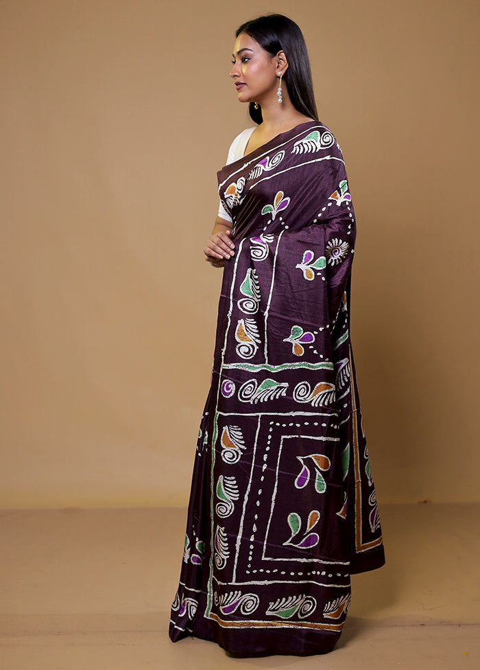 Purple Dupion Silk Saree With Blouse Piece