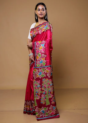 Pink Dupion Silk Saree With Blouse Piece