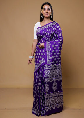 Purple Dupion Silk Saree With Blouse Piece