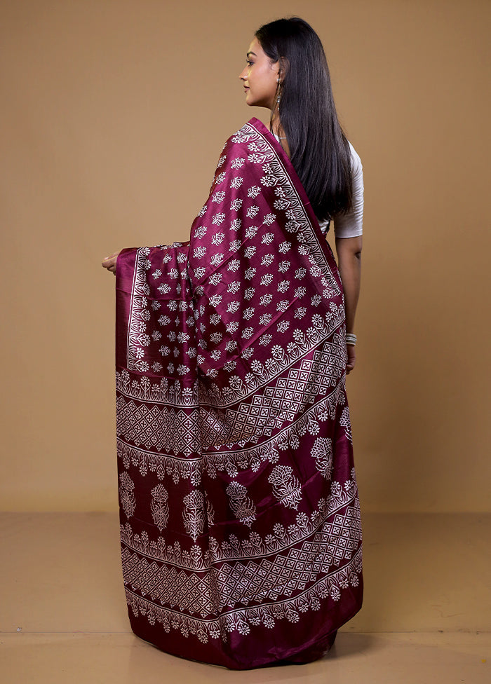 Purple Dupion Silk Saree With Blouse Piece