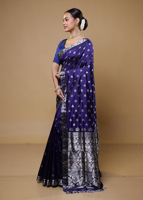 Blue Handloom Assam Pure Silk Saree With Blouse Piece