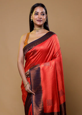 Pink Dupion Silk Saree With Blouse Piece