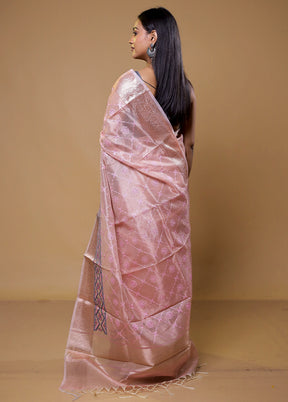 Pink Tissue Silk Saree With Blouse Piece