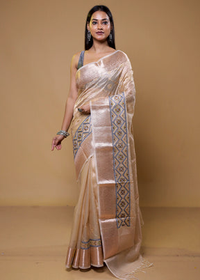 Cream Tissue Silk Saree With Blouse Piece