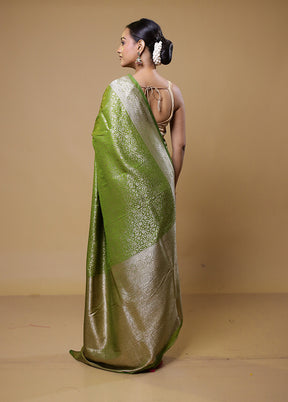 Green Dupion Silk Saree With Blouse Piece