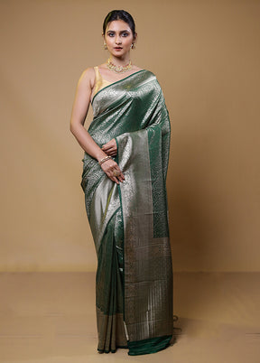 Green Dupion Silk Saree With Blouse Piece