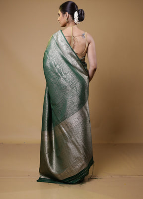 Green Dupion Silk Saree With Blouse Piece