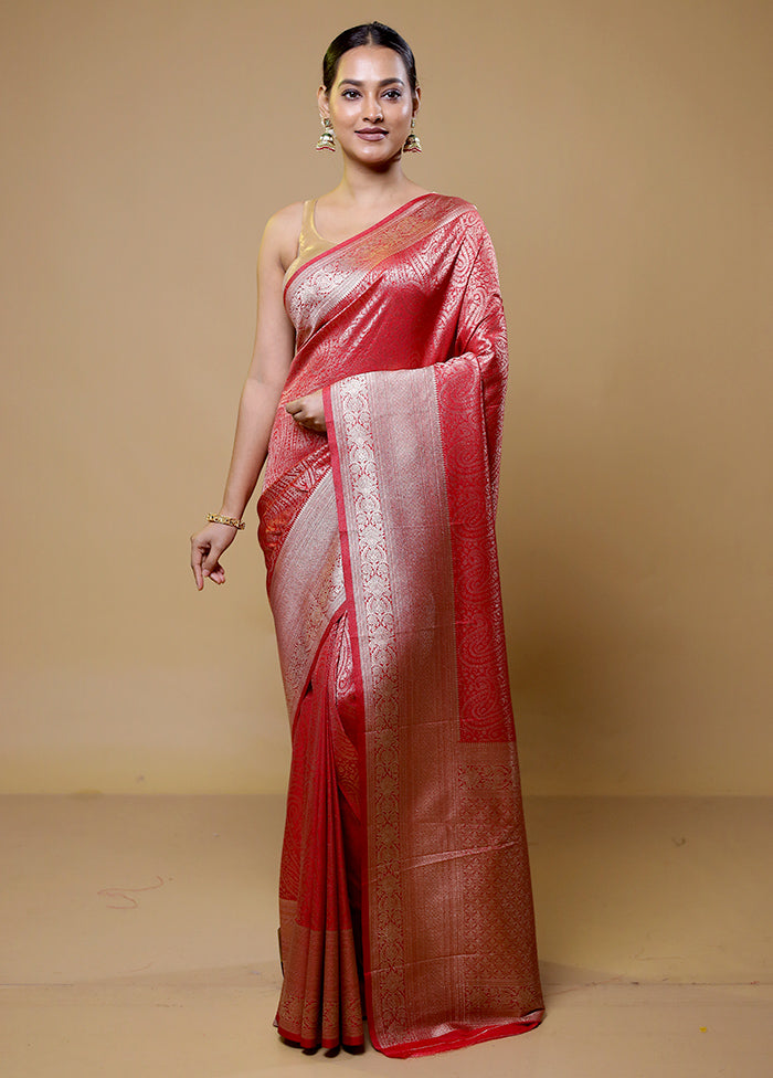 Pink Dupion Silk Saree With Blouse Piece