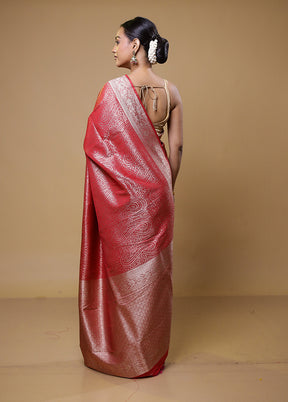 Pink Dupion Silk Saree With Blouse Piece