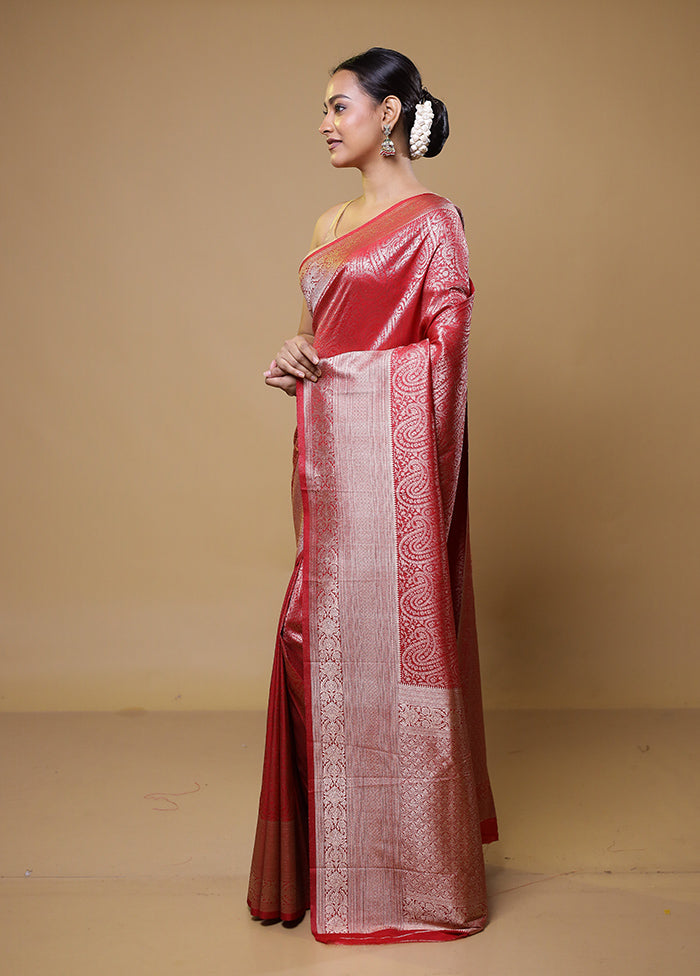 Pink Dupion Silk Saree With Blouse Piece