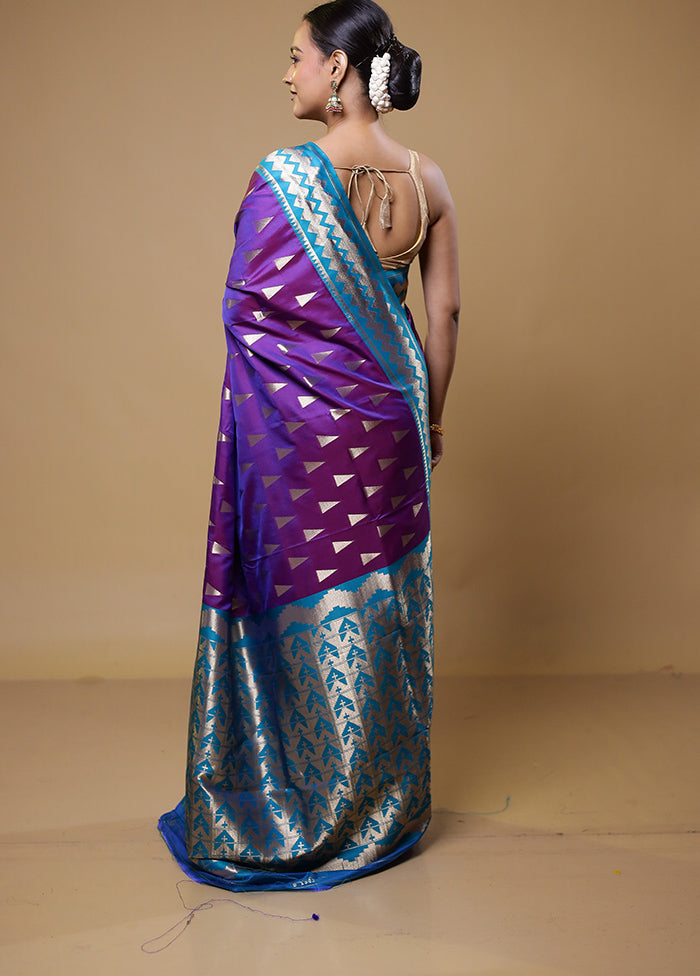 Purple Dupion Silk Saree With Blouse Piece