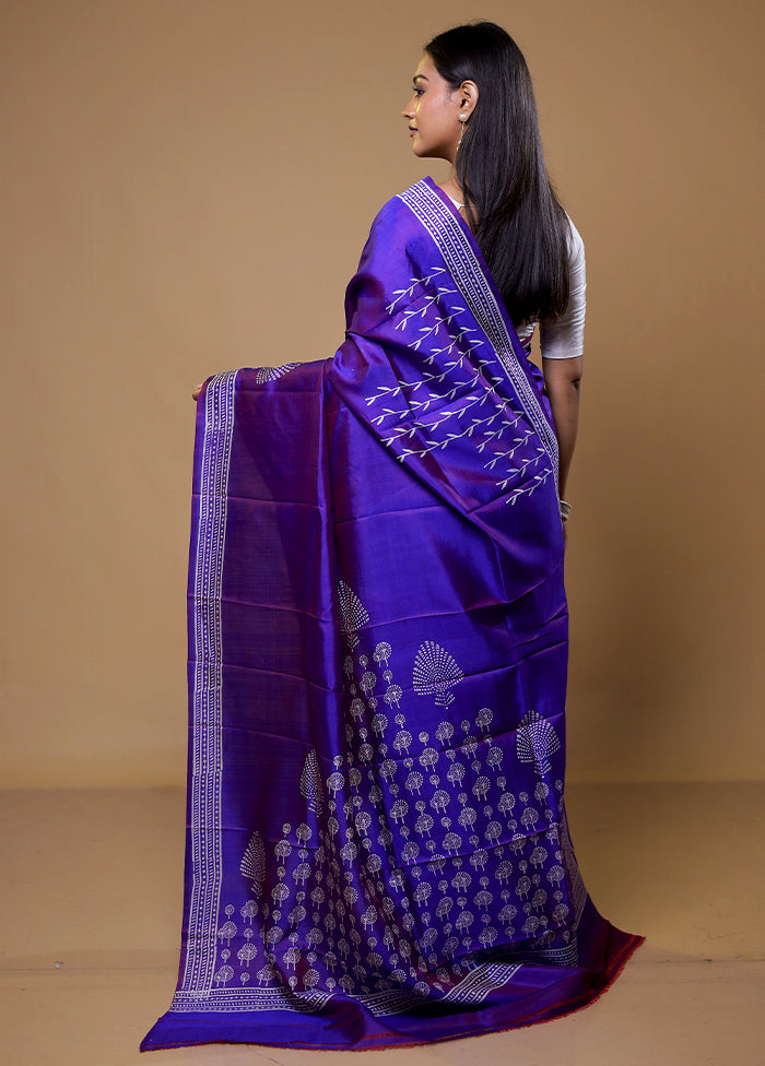 Blue Pure Bishnupuri Silk Saree Without Blouse Piece