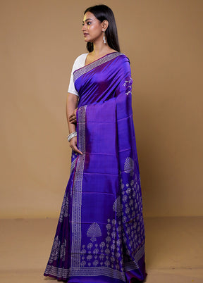 Blue Pure Bishnupuri Silk Saree Without Blouse Piece