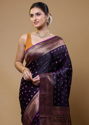 Purple Dupion Silk Saree With Blouse Piece