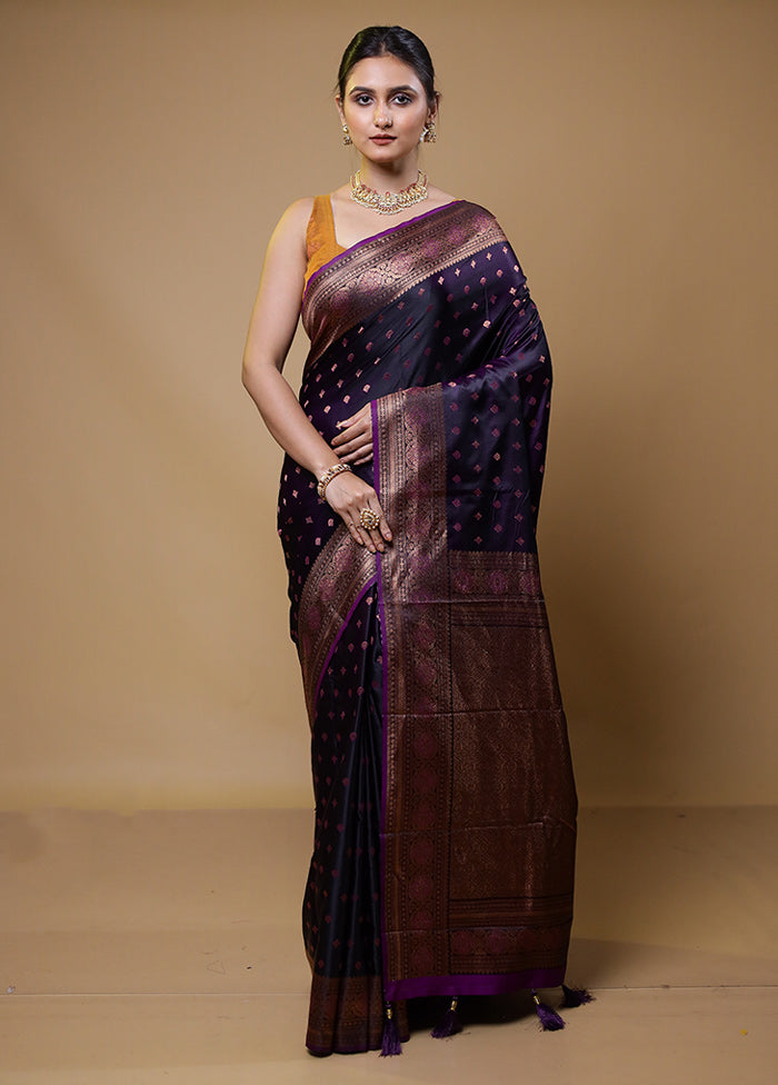 Purple Dupion Silk Saree With Blouse Piece