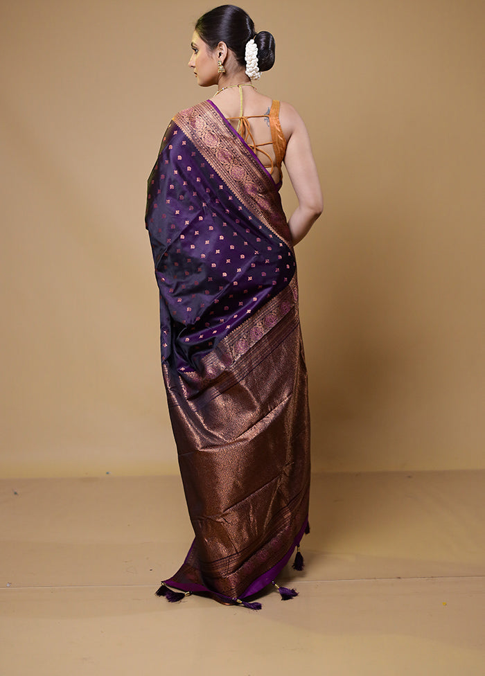 Purple Dupion Silk Saree With Blouse Piece