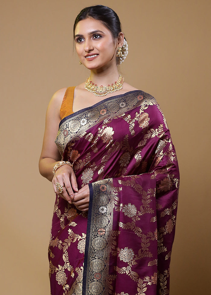 Purple Dupion Silk Saree With Blouse Piece