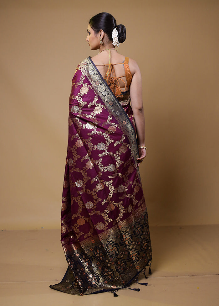 Purple Dupion Silk Saree With Blouse Piece