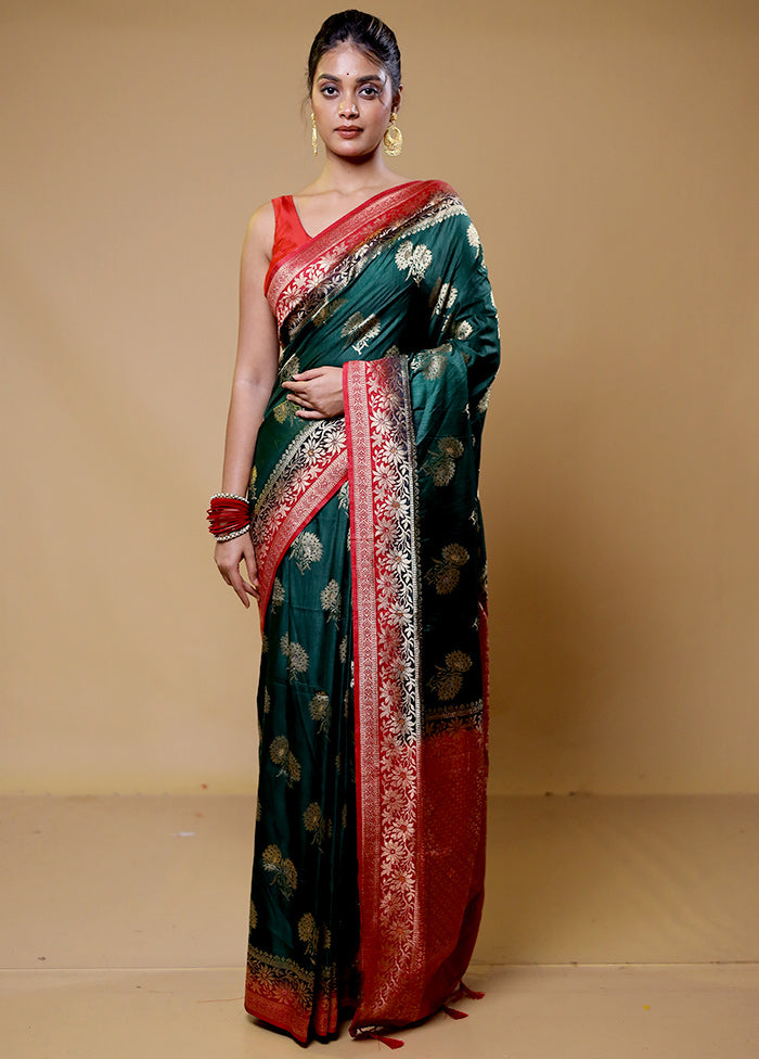 Green Dupion Silk Saree With Blouse Piece