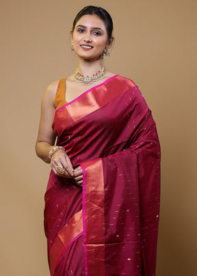 Pink Dupion Silk Saree With Blouse Piece