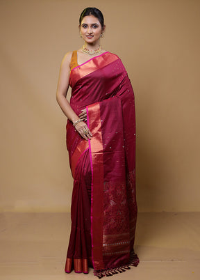 Pink Dupion Silk Saree With Blouse Piece