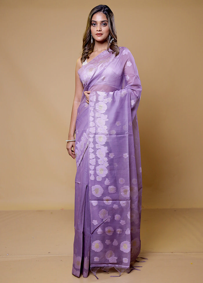 Purple Organza Saree With Blouse Piece