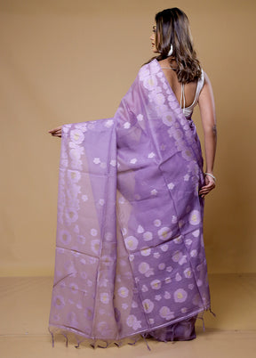 Purple Organza Saree With Blouse Piece