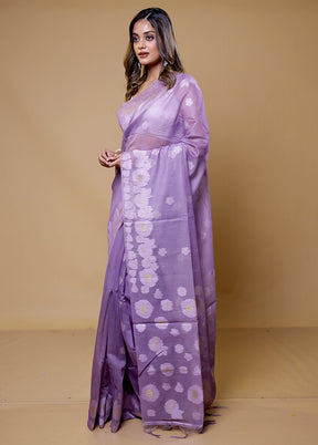 Purple Organza Saree With Blouse Piece