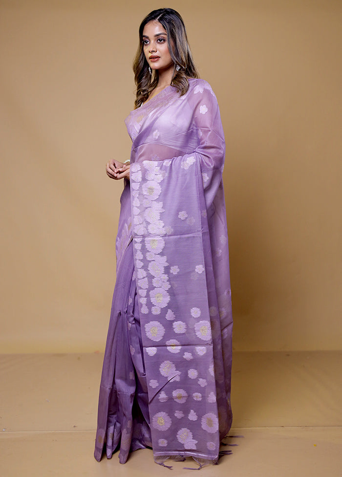 Purple Organza Saree With Blouse Piece