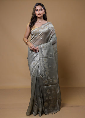 Grey Organza Saree With Blouse Piece