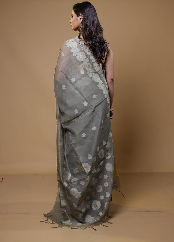 Grey Organza Saree With Blouse Piece