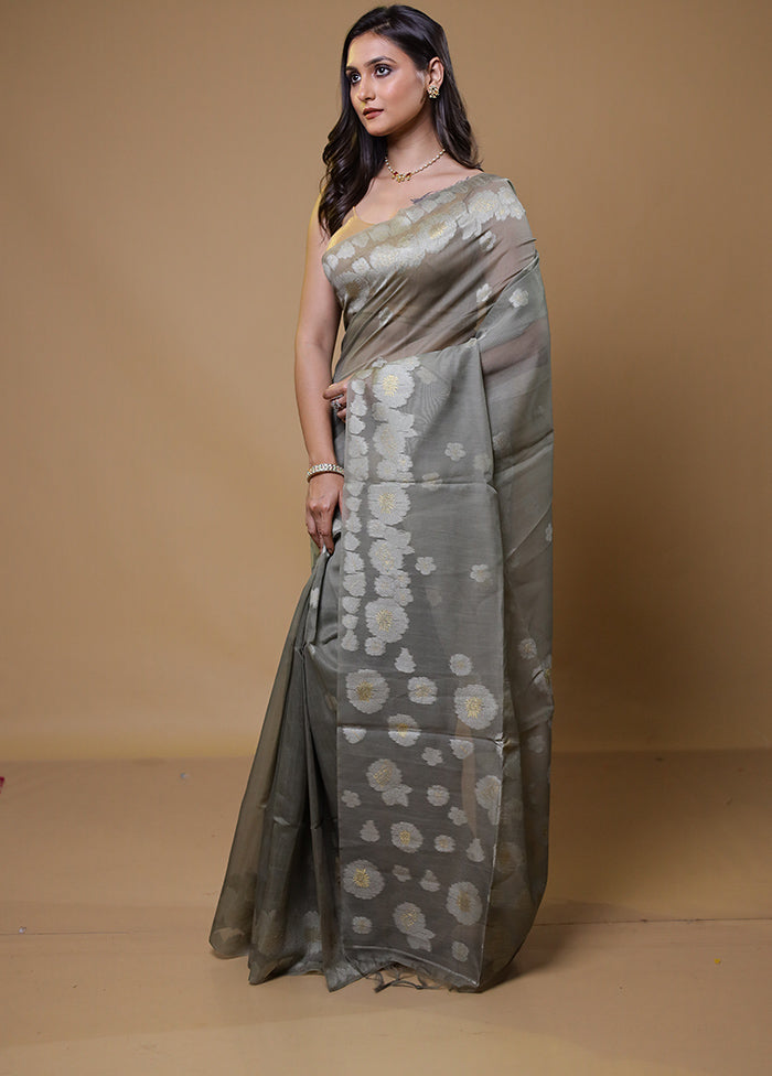 Grey Organza Saree With Blouse Piece