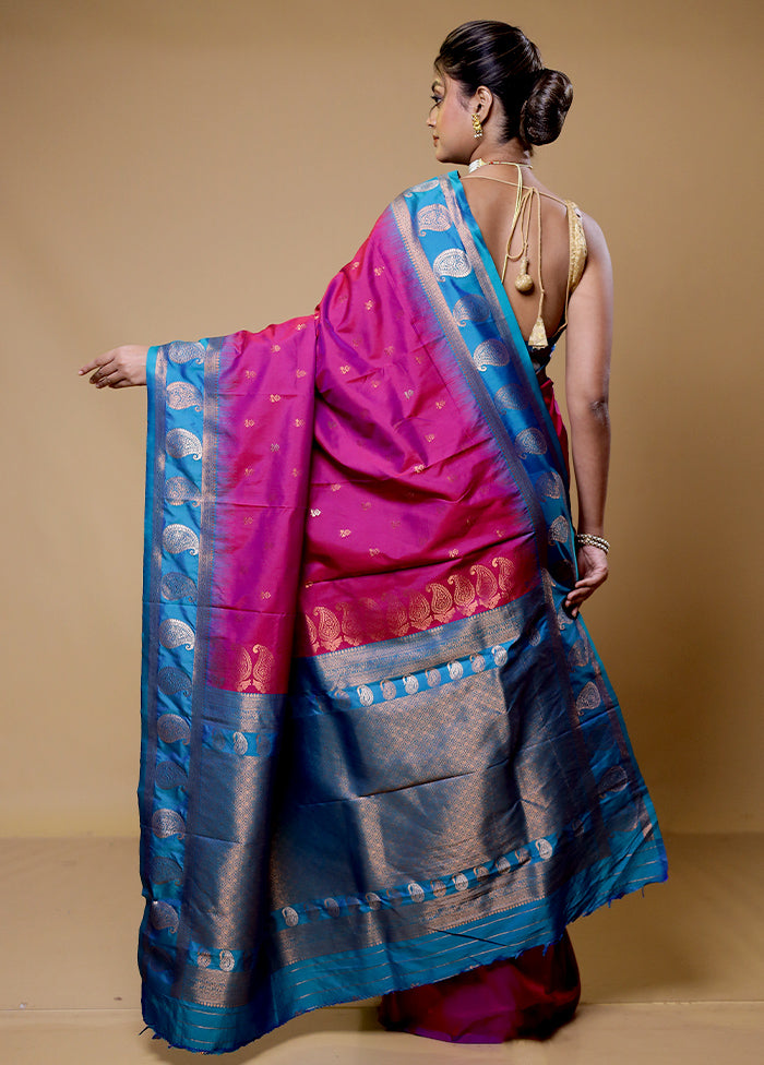 Pink Dupion Silk Saree With Blouse Piece