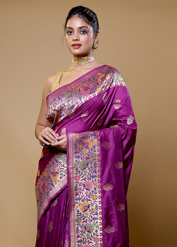 Pink Dupion Silk Saree With Blouse Piece