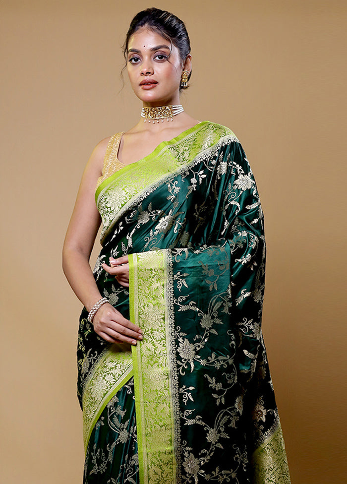 Green Dupion Silk Saree With Blouse Piece