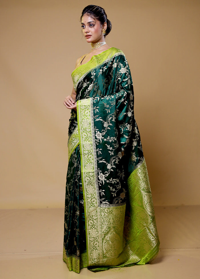 Green Dupion Silk Saree With Blouse Piece