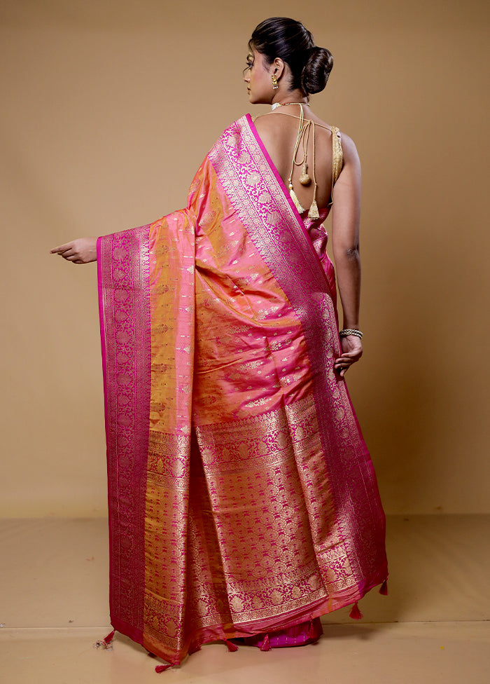 Orange Dupion Silk Saree With Blouse Piece