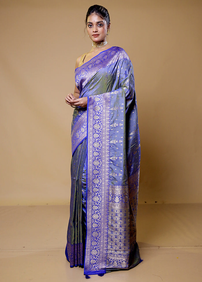 Purple Dupion Silk Saree With Blouse Piece