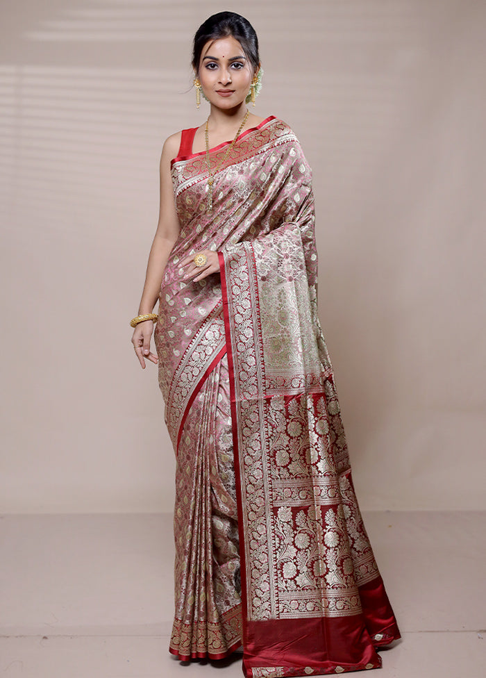 Brown Handloom Tanchoi Pure Silk Saree With Blouse Piece