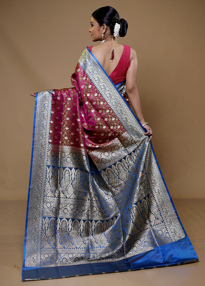 Pink Handloom Tanchoi Pure Silk Saree With Blouse Piece