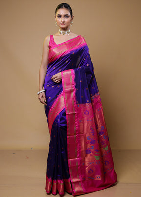 Blue Kanjivaram Silk Saree With Blouse Piece