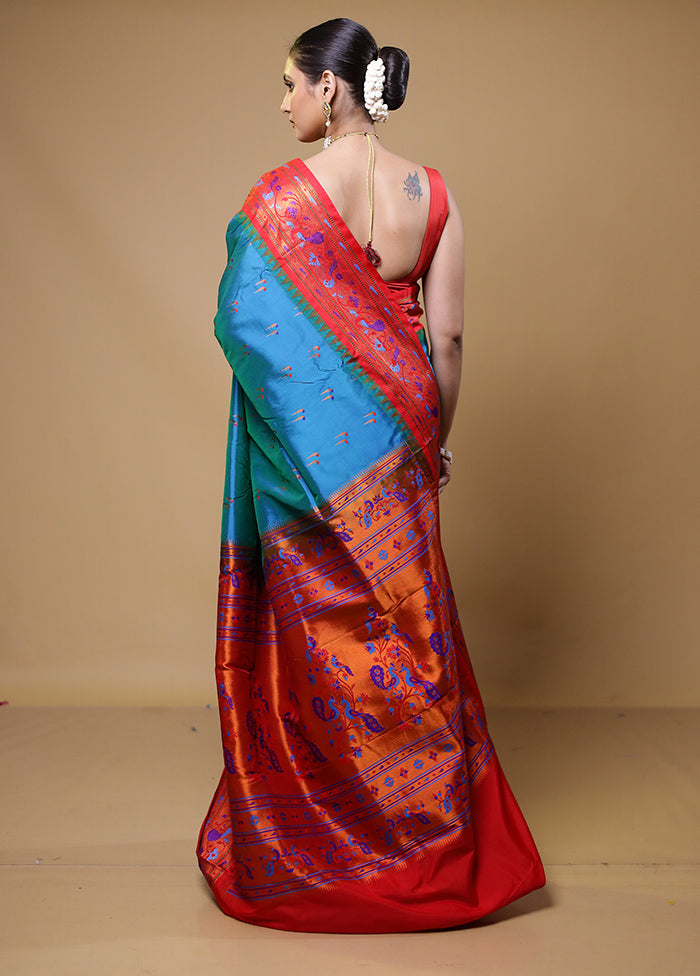 Blue Kanjivaram Silk Saree With Blouse Piece