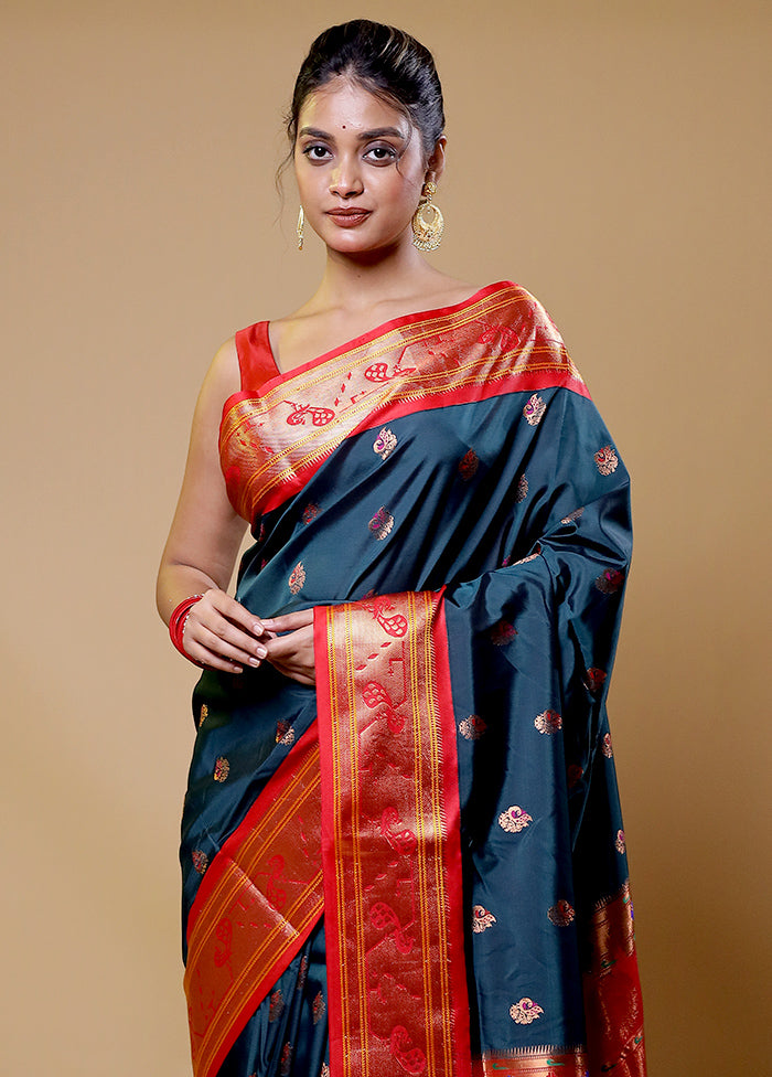 Blue Kanjivaram Silk Saree With Blouse Piece