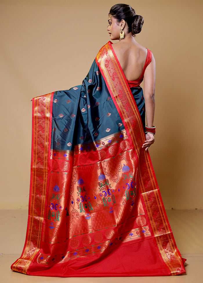 Blue Kanjivaram Silk Saree With Blouse Piece