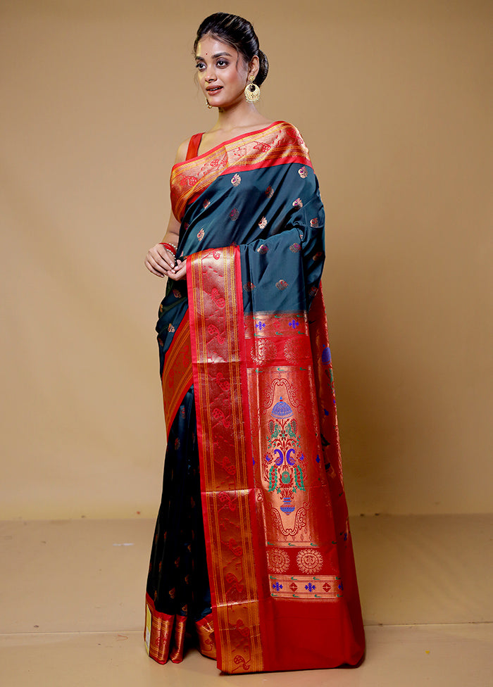 Blue Kanjivaram Silk Saree With Blouse Piece