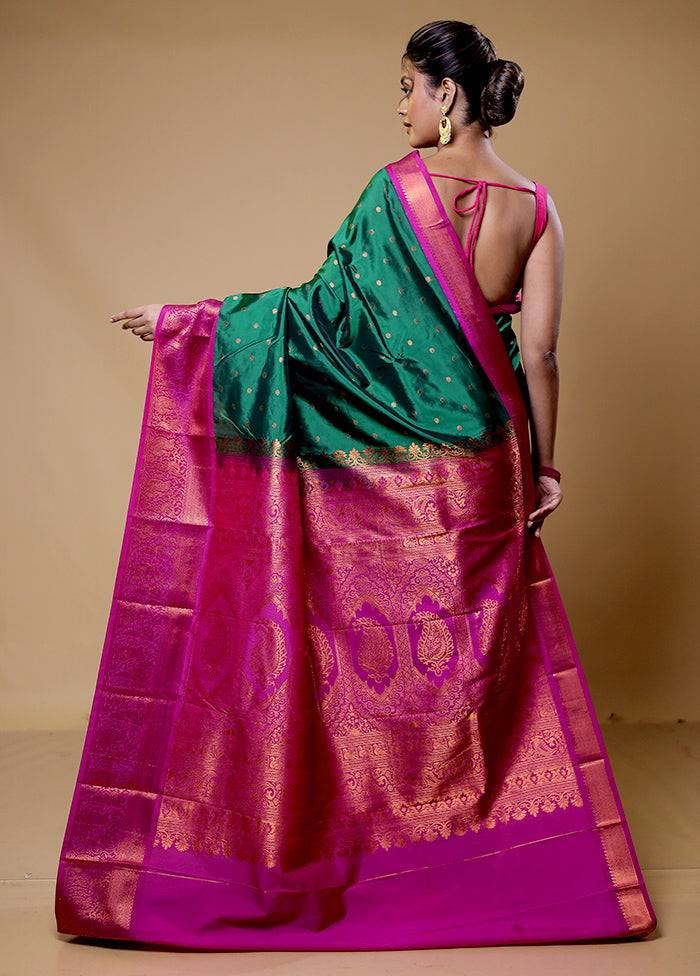 Green Kanjivaram Silk Saree With Blouse Piece