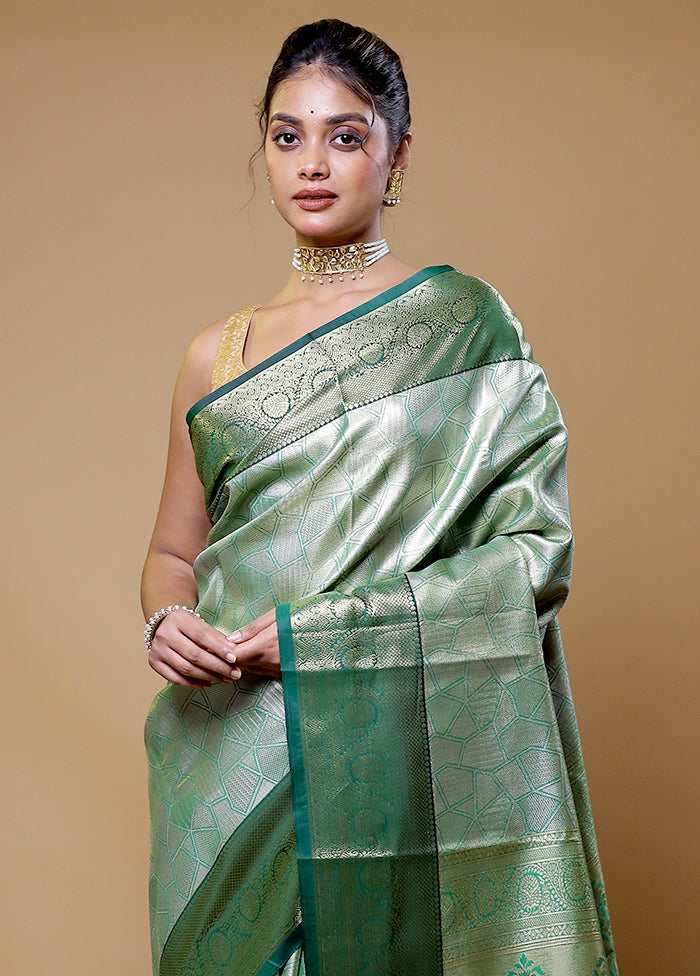 Green Kanjivaram Silk Saree With Blouse Piece