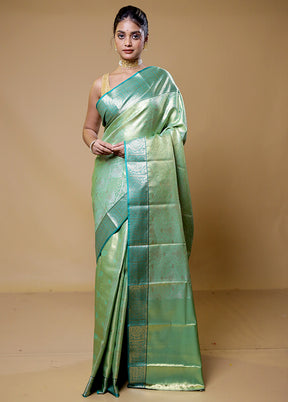 Green Kanjivaram Silk Saree With Blouse Piece