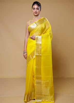 Yellow Organza Saree With Blouse Piece